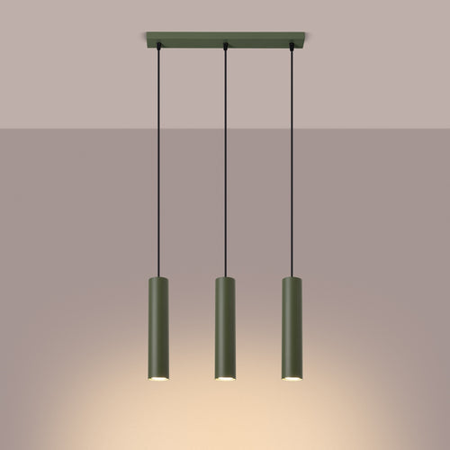 Sollux Lighting Hanglamp LAGOS 3L olijfgroen - 45x6x98cm