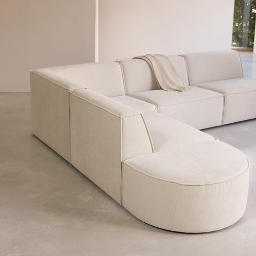 Tikamoon Modulaire hoekbank in beige stof, 5/6-zit - Beige