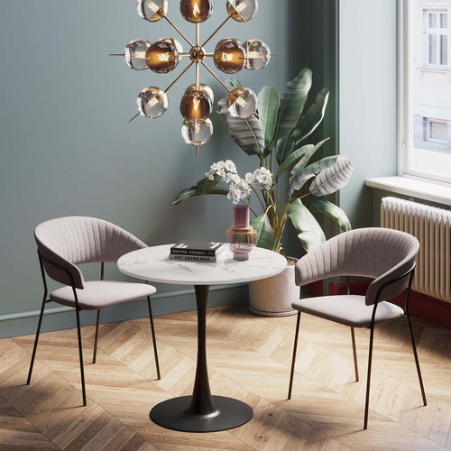 Kare Design Eettafel Schickeria Ø80cm marmerprint wit en zwart