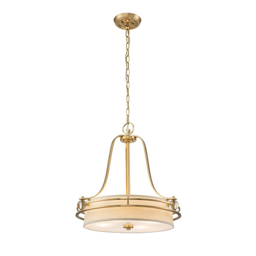 Elstead Quoizel Gotham Cilindrische hangende plafondlamp van geborsteld messing
