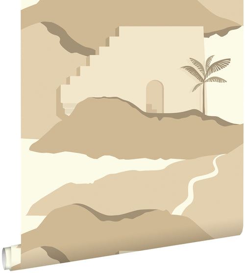 ESTAhome behang mediterrane huisjes beige - 50 x 900 cm - 139624 - vtwonen shop