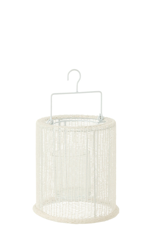 J-Line lantaarn Cilinder - metaal/polyester - wit - small - vtwonen shop