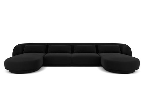Cosmopolitan Design Panoramische bank Tulum 5-zits, flueel, zwart - 156x330x70cm