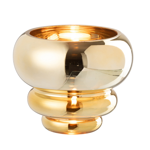 J-Line theelichthouder/vaas Julia - glas - goud - Ø 15.5 cm - vtwonen shop