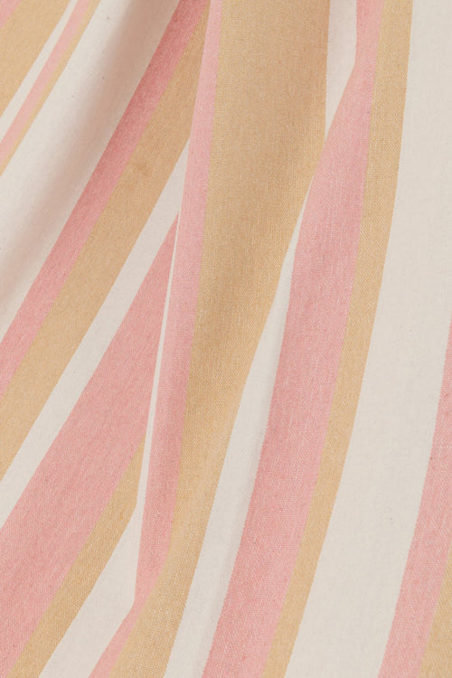 J-Line hangmat Strepen - katoen/polyester - wit/beige/lichtroze