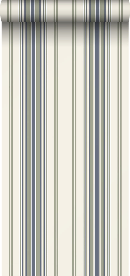 Sanders & Sanders behang strepen beige en blauw - 50 x 900 cm - 935389