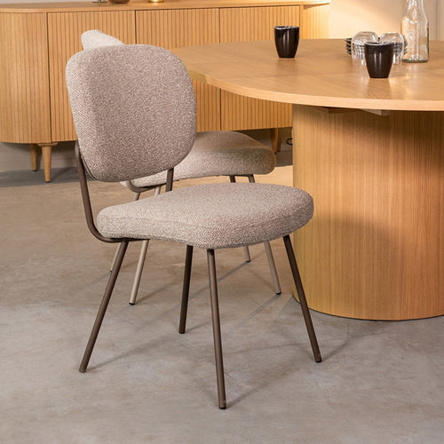 LABEL51 Eetkamerstoel Singapore - Grijs/Brons - Set van 2 - vtwonen shop