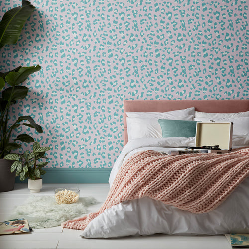 Envy Vliesbehang - Big Cat Bubblegum - Roze/Blauw - 10mx52cm - vtwonen shop