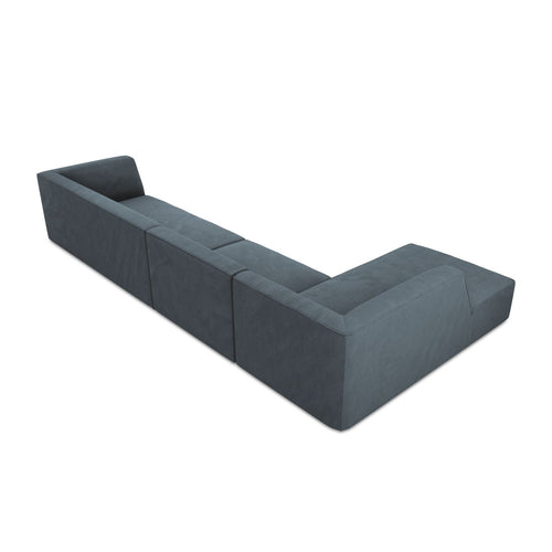 Cosmopolitan Design - Modulaire hoekbank links Siena 5-zits, ribfluwelen blauw - 180x366x69cm