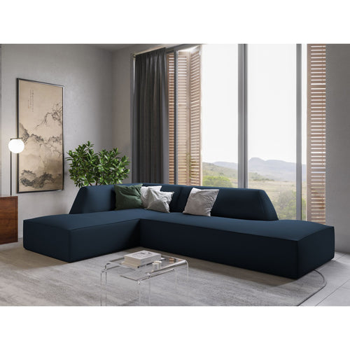Cosmopolitan Design - Modulaire hoekbank links Siena 4-zits, structurele stof marineblauw - 180x273x69cm