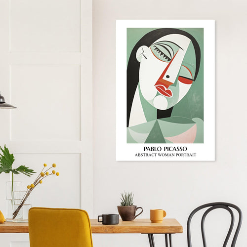 Artfulprints Poster met Lijst Pablo Picasso - Abstract woman portrait   - 30x40 cm - Groen