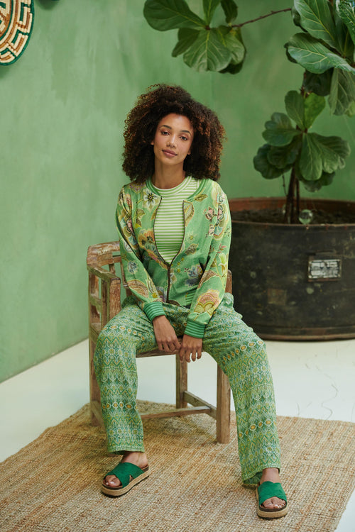 Pip Studio - Trinity Pyjama Top - Dames - Little Sumo Stripe - Groen - XL - vtwonen shop