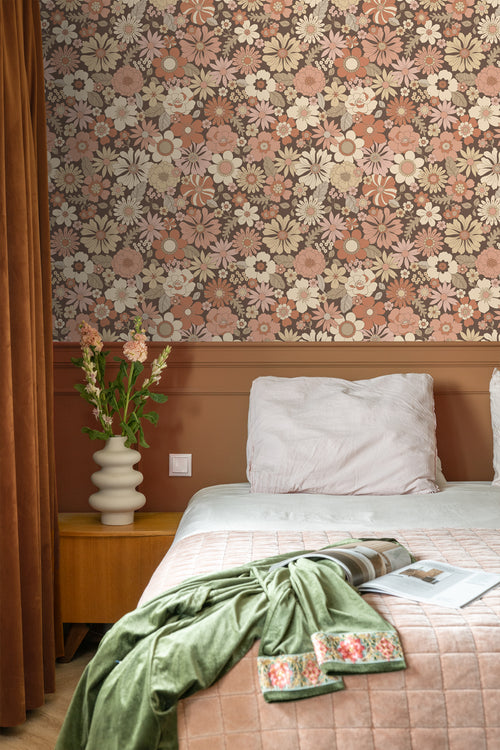 ESTAhome behang retro bloemen oudroze en beige - 53 cm x 10.05 m - 130966 - vtwonen shop