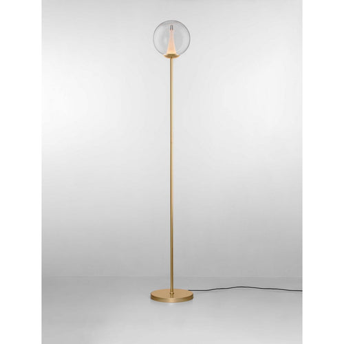 Nova Luce GALEO  Galeo glazen vloerlamp, helder, zandgoud, dimbare LED, 7W, 506lm, 3000K