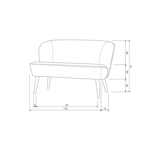 WOOOD bankje Sara - Bouclé - Creme - 73x110x72 - vtwonen shop