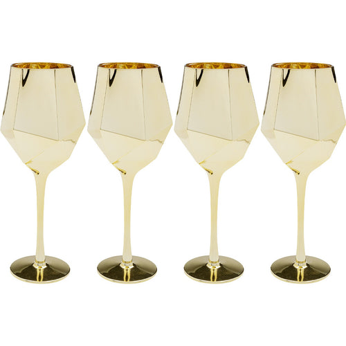 Kare Design Wijnglazen Diamond goud (4/Set)