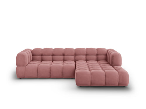 Cosmopolitan Design Modulaire hoekbank rechts Sky 4-zits, flueel, zalm - 162x272x70cm