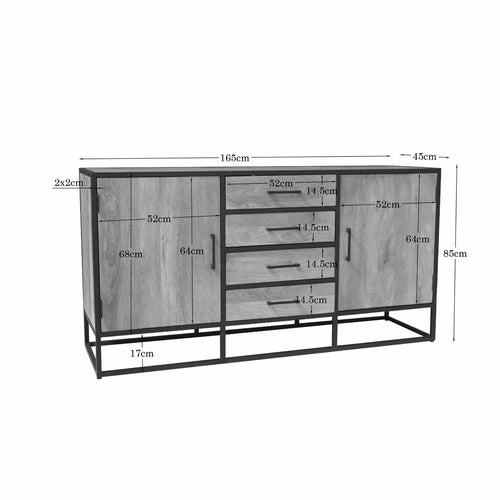 Starfurn Dressoir Dakota - Naturel Hout - 165x45x85cm