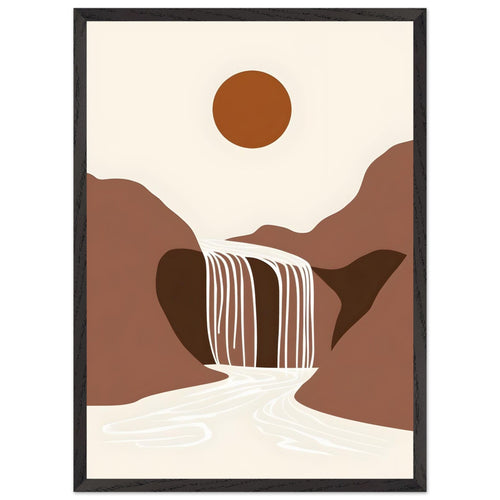 Artfulprints Poster met Lijst Boho – Warm waterfall   - 50x70 cm - Bruin