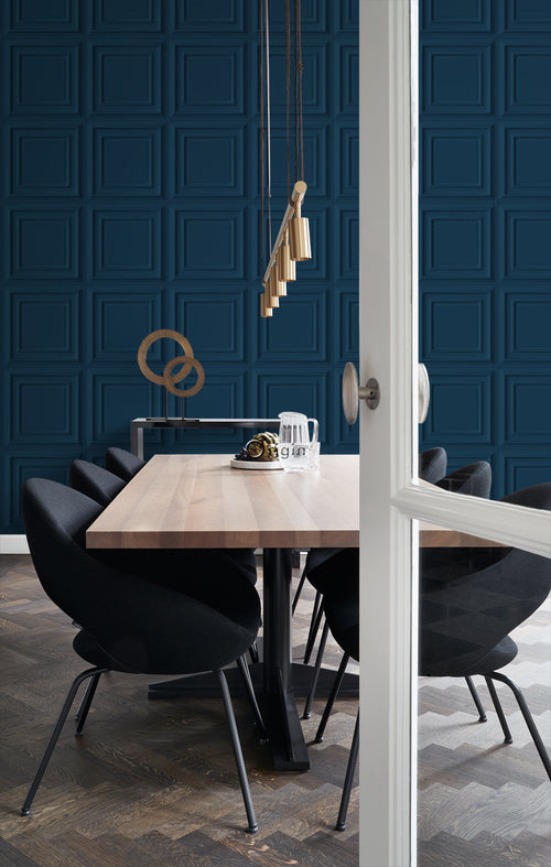 Origin Wallcoverings eco-texture vliesbehang wandpanelen donkerblauw - 53 cm x 10,05 m - 347812 - vtwonen shop