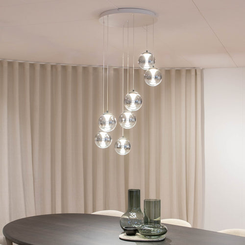 Atmooz hanglamp Monza 7 rond - wit - Ø 60 x H 167 cm - geïntegreerde led