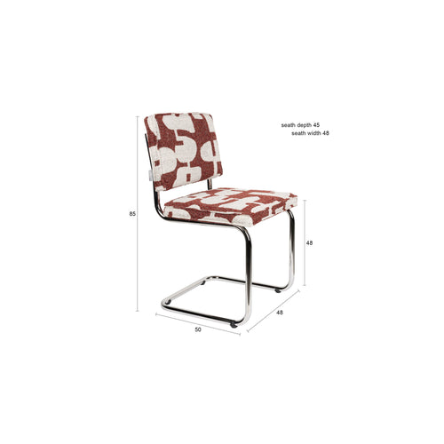 Zuiver Ridge Deco Symbols Eetkamerstoelen Rood - Set van 2