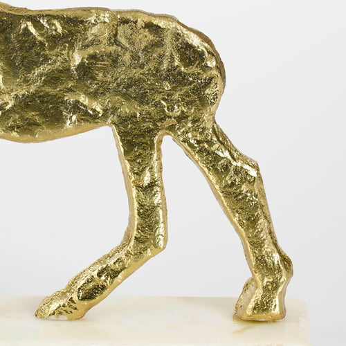 Mica Decorations Kerstdecoratie Hert - L20 x B5 x H27 cm - Aluminium, Marmer - Champagne