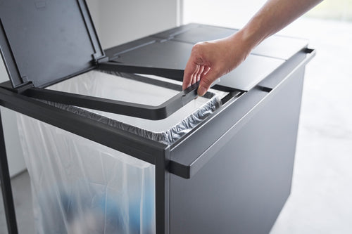 Yamazaki Afvalscheidingsprullenbak met wielen - 3 comp - Tower - Zwart - vtwonen shop