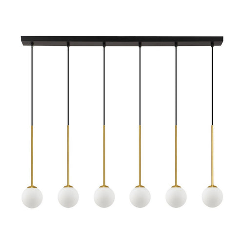 Nova Luce SAVOY Hanglamp voor aan het plafond, in de kleuren opaal, satijngoud en matzwart, LED G9 6x5W