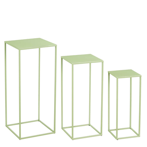 Mica Decorations Quinty Bijzettafel - Set van 3 - L30 x B30 x H70 cm - IJzer - Lichtgroen