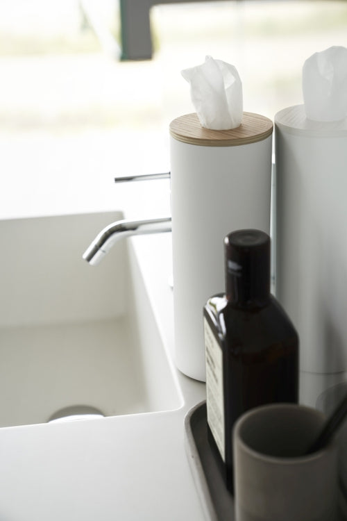 Yamazaki Tissuebox Rond - Rin - Wit