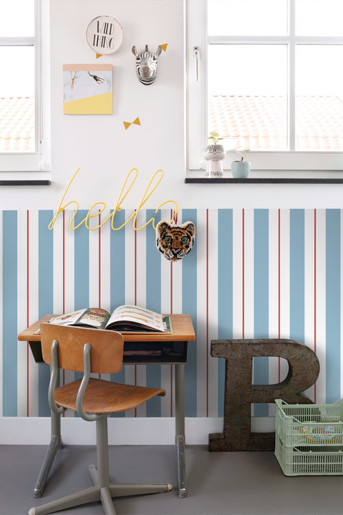 ESTAhome behang strepen blauw en rood - 0.53 x 10.05 m - 131676