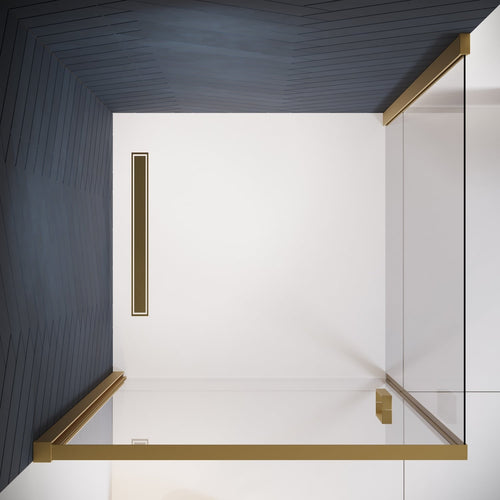 Badplaats Douchecabine Alava 80 x 80 x 190 cm – Goud – Douchewand met Draaideur