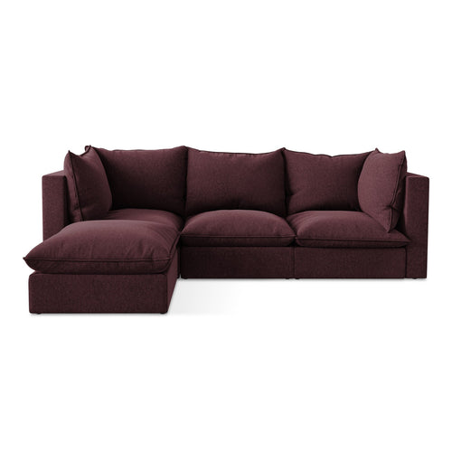 LaMiaSofa hoekbank links Ravenna - velours - bourgondië - 255x165x77