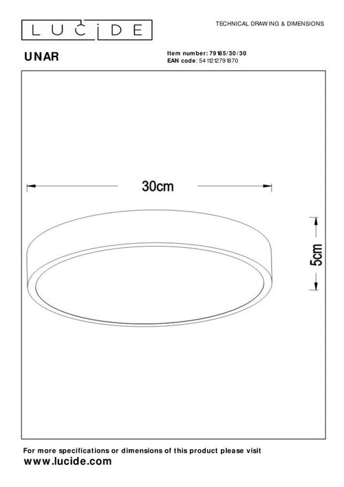 Lucide plafonnière UNAR - Geïntegreerde LED - Zwart - vtwonen shop