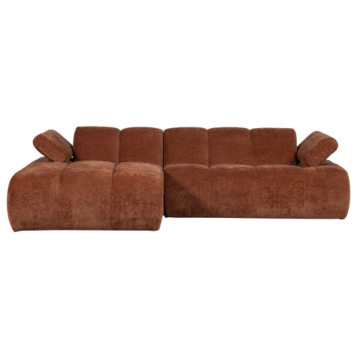 WOOOD chaise longue links Mojo - Geweven Ribstof - Roestbruin - vtwonen shop