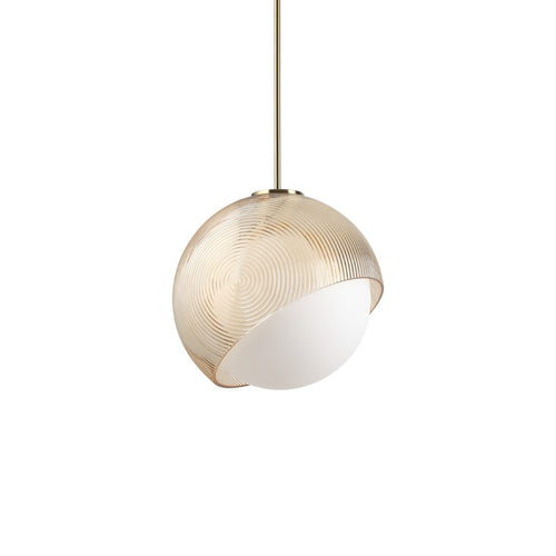 Ideal Lux BLOOM 30 cm bolvormige hanglamp voor plafond, messing, 1x E27 fitting