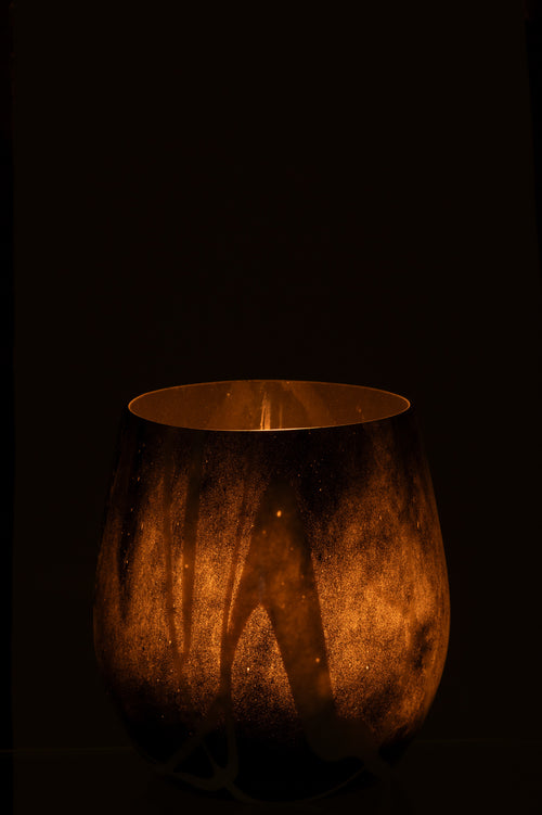 J-Line windlicht Rookeffect - glas - zwart/wit - vtwonen shop