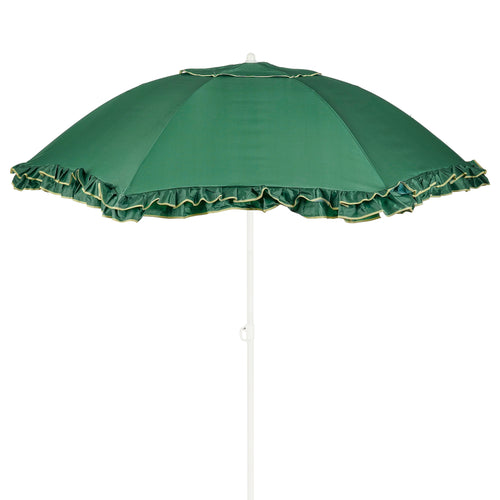 Mica Decorations Kantelbare Parasol met Ruches - Stokparasol 238 x Ø195 cm - Tuin of Balkonparasol - Polyester, Staal - Groen
