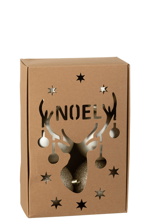 J-Line kerstbal - kunststof - beige - doos van 6