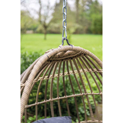 Panama hangstoel - eivorm - carbon black - natural rotan - mystic grey - vtwonen shop