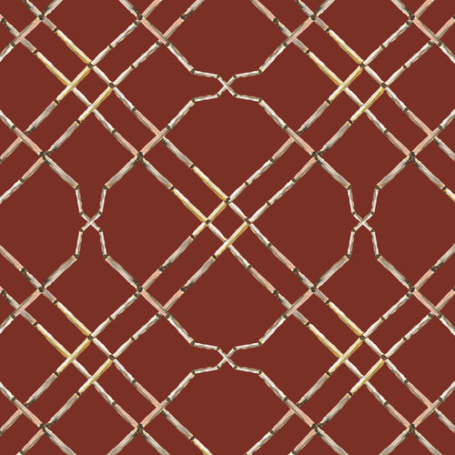 Catchii Behang Bamboo Trellis old red