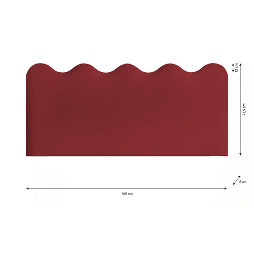 Gestoffeerd hoofdbord met golvende vorm 160x73,5 cm