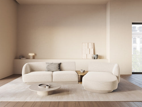Micadoni Rechte modulaire bank Miley 3-zits, structurele stof ivoor - 178x303x70cm