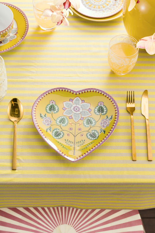 Pip Studio Bordenset Hart - Lily&Lotus - Geel - 23cm - Set van 2