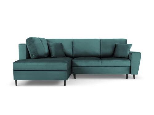 Cosmopolitan Design Uitklapbare hoekbank links met opbergdoos Kyoto 5-zits, flueel, olie - 194x243x88cm