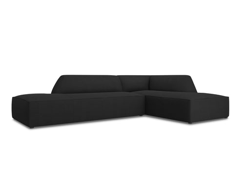 Micadoni rechter hoekbank Ruby 4-zits, structurele stof, zwart - 180x273x69cm