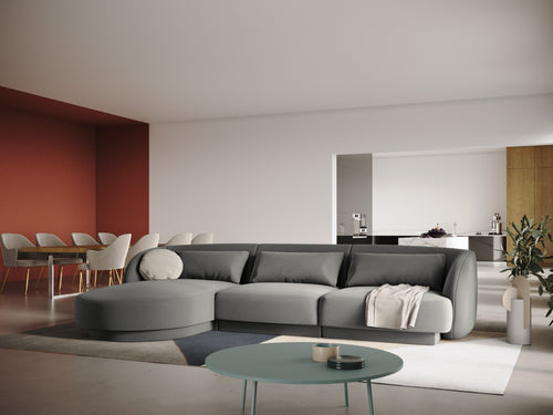 Cosmopolitan Design linker hoekbank Tulum 4-zits, flueel, lichtgrijs - 156x255x70cm