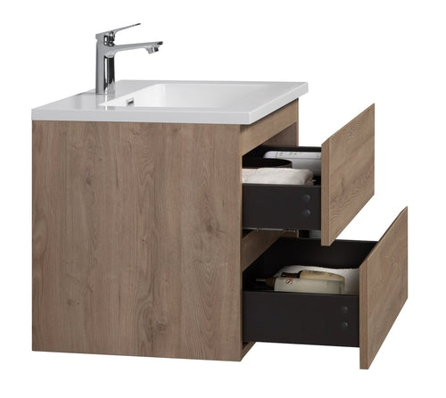 Badplaats Badkamermeubel Set Angela 60 cm – Kastanje Eiken – Badmeubel met Wastafel