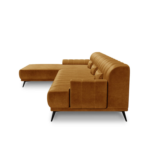 Sia Home - Hoekbank links Noah - Fluwelen stof - Mosterd - 282cm - vtwonen shop